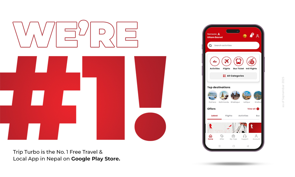 Trip Turbo Hits #1 on Google Play Store in Nepal